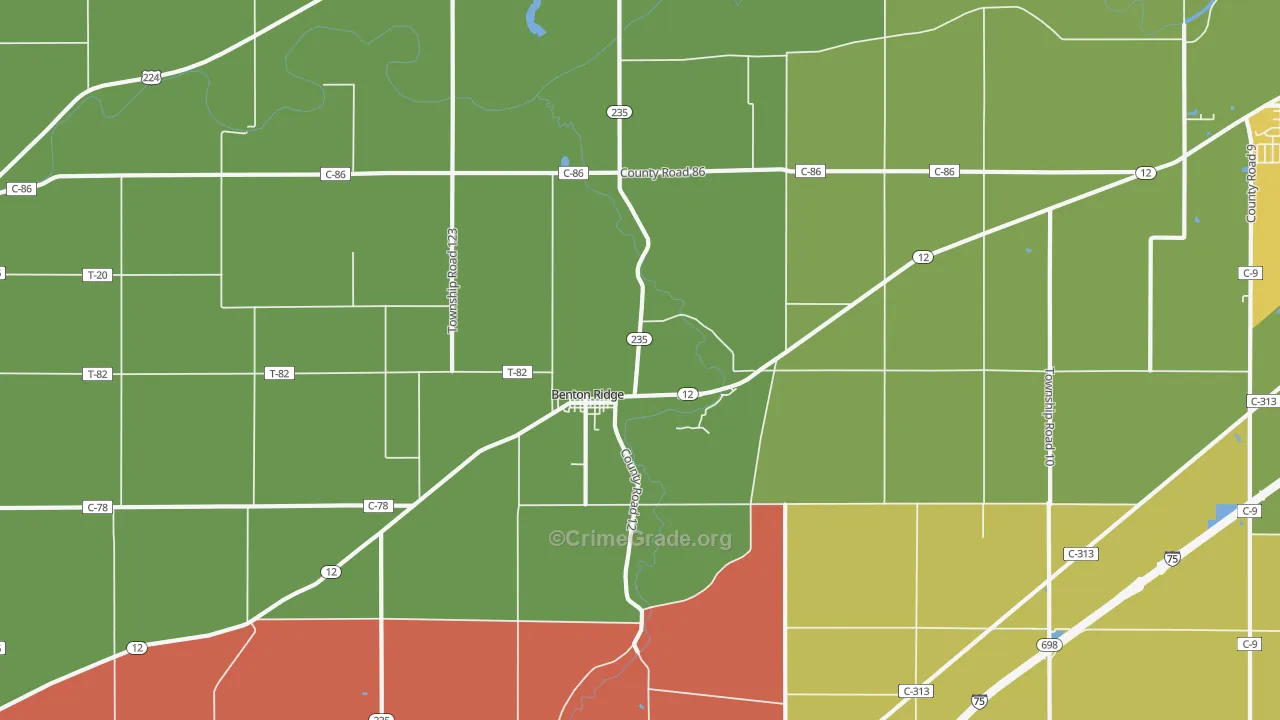 Benton Ridge, OH Map of Assault Rates