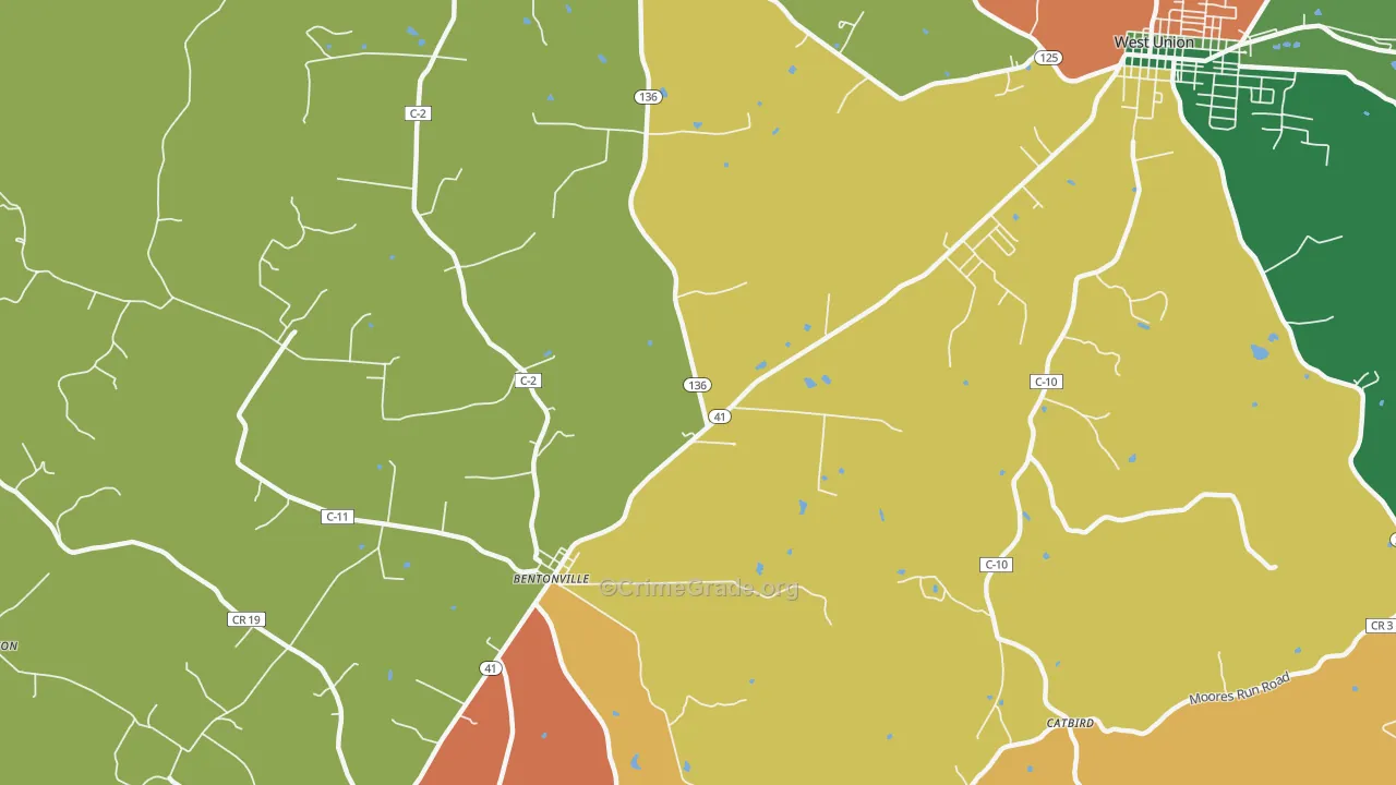 Bentonville, OH Map of Assault Rates