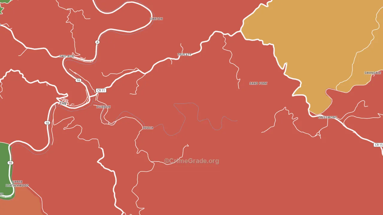 Bentree, WV Map of Assault Rates