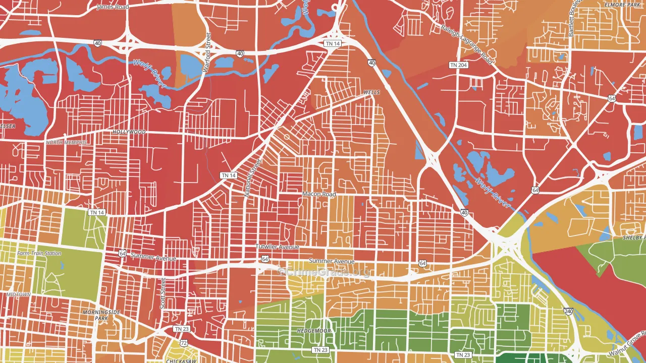Berclair-Highland Heights, Memphis, TN Map of Assault Rates