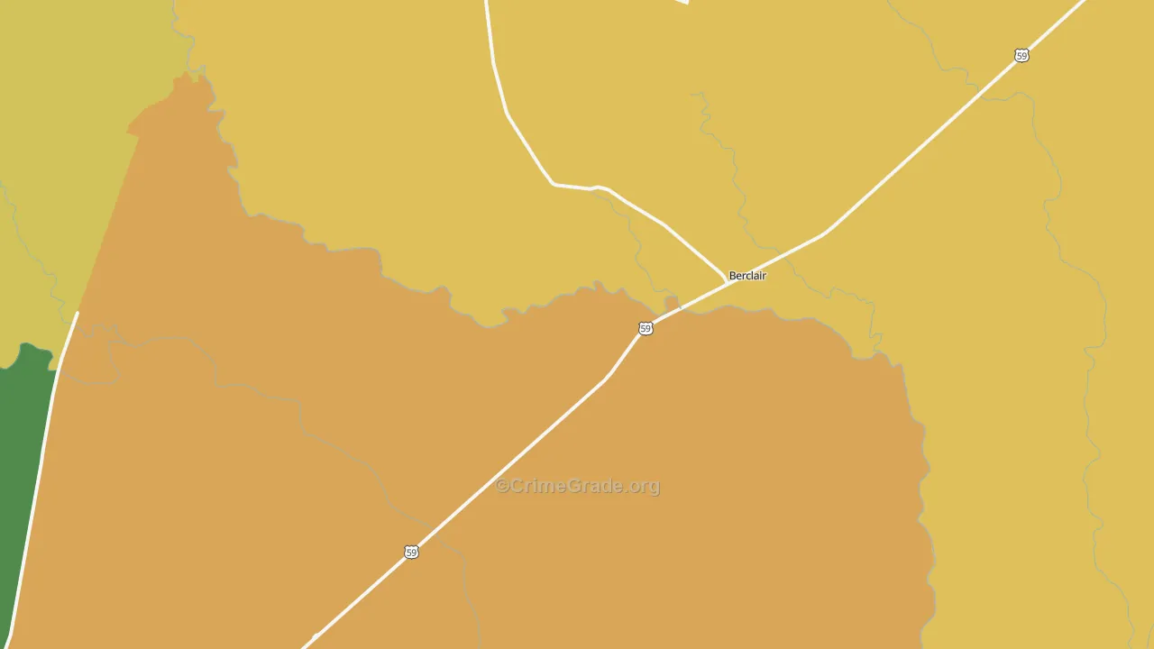 Berclair, TX Map of Assault Rates