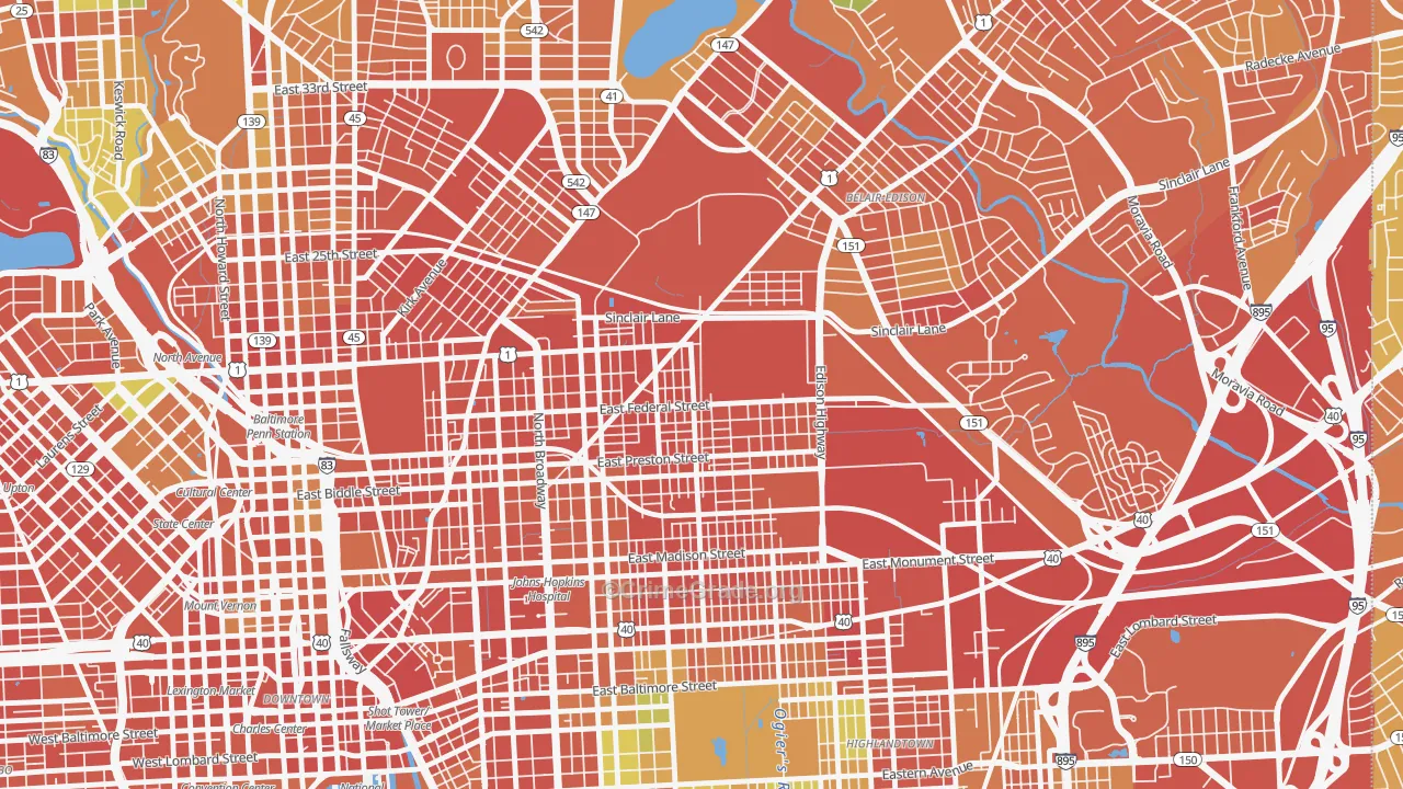 Berea, Baltimore, MD Map of Assault Rates