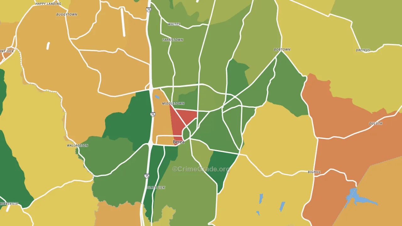 Berea, KY Map of Assault Rates