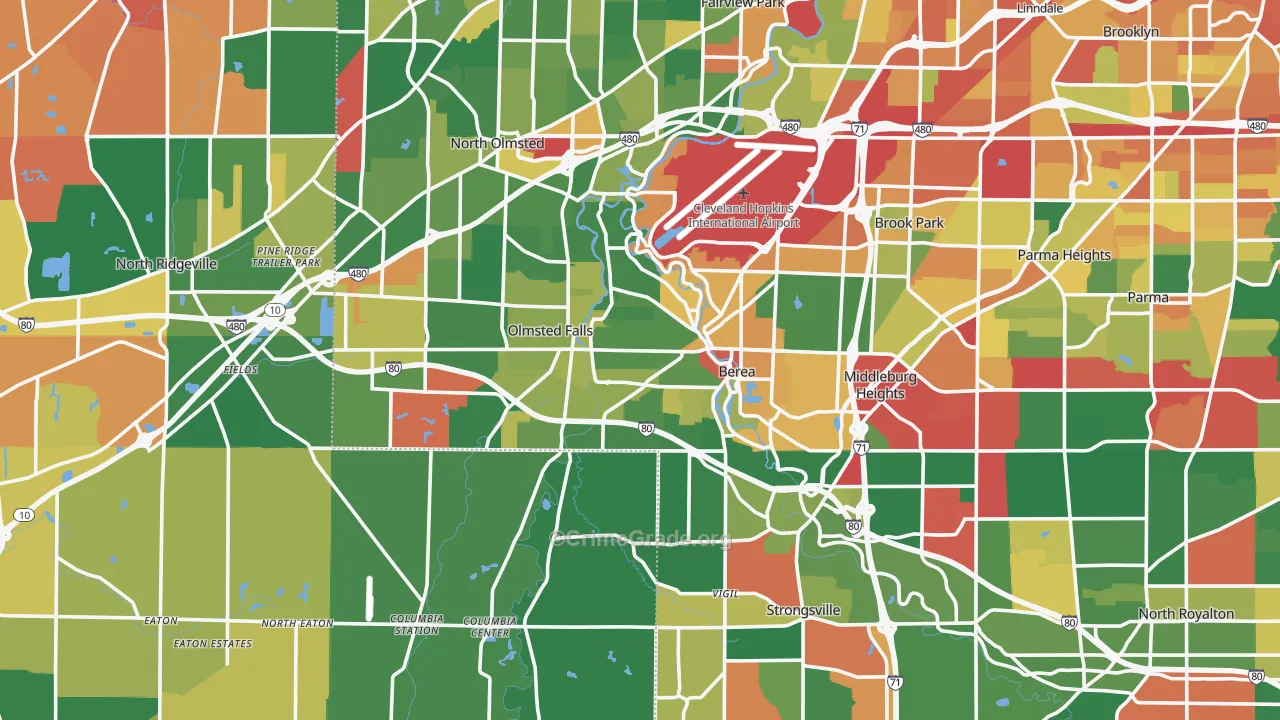 Berea, OH Map of Assault Rates