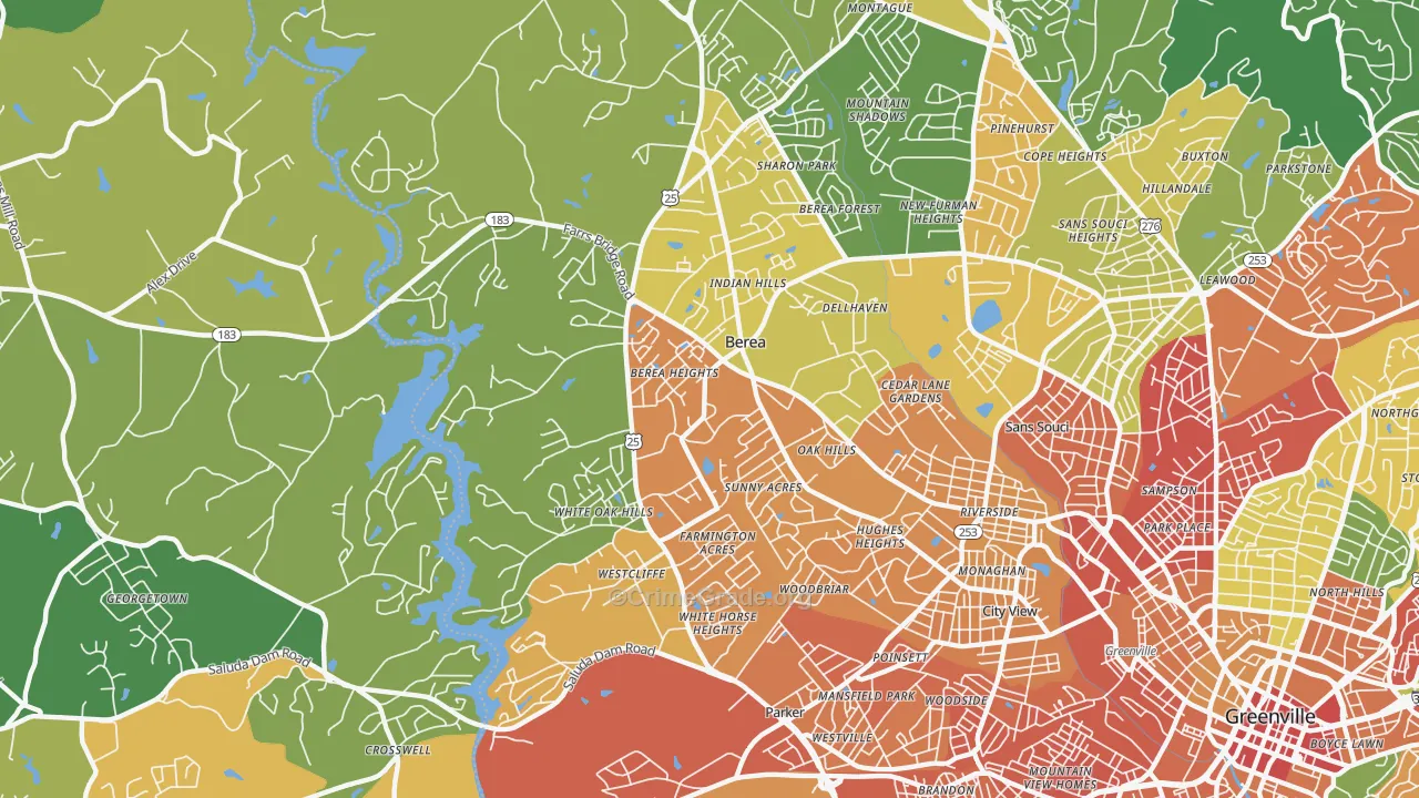 Berea, SC Map of Assault Rates