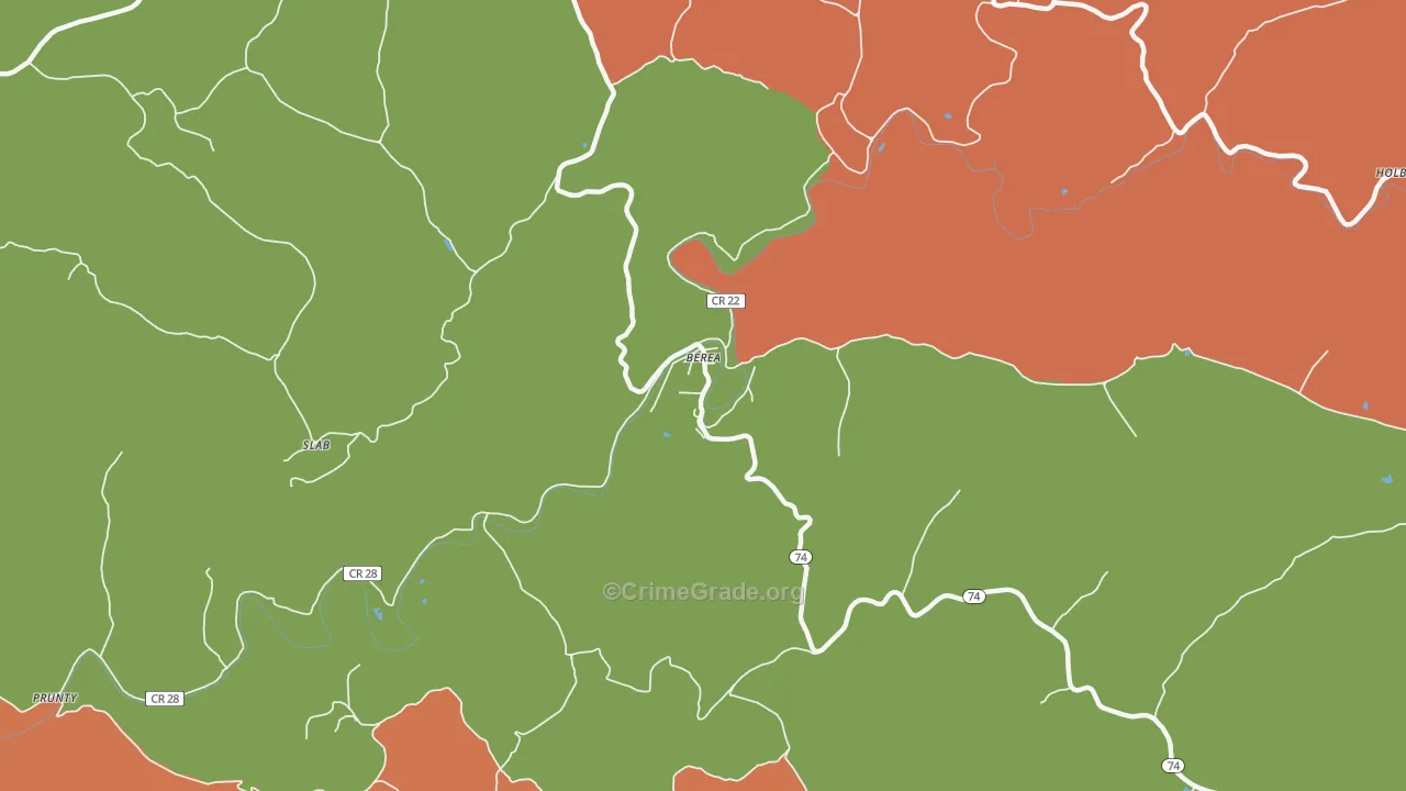 Berea, WV Map of Assault Rates