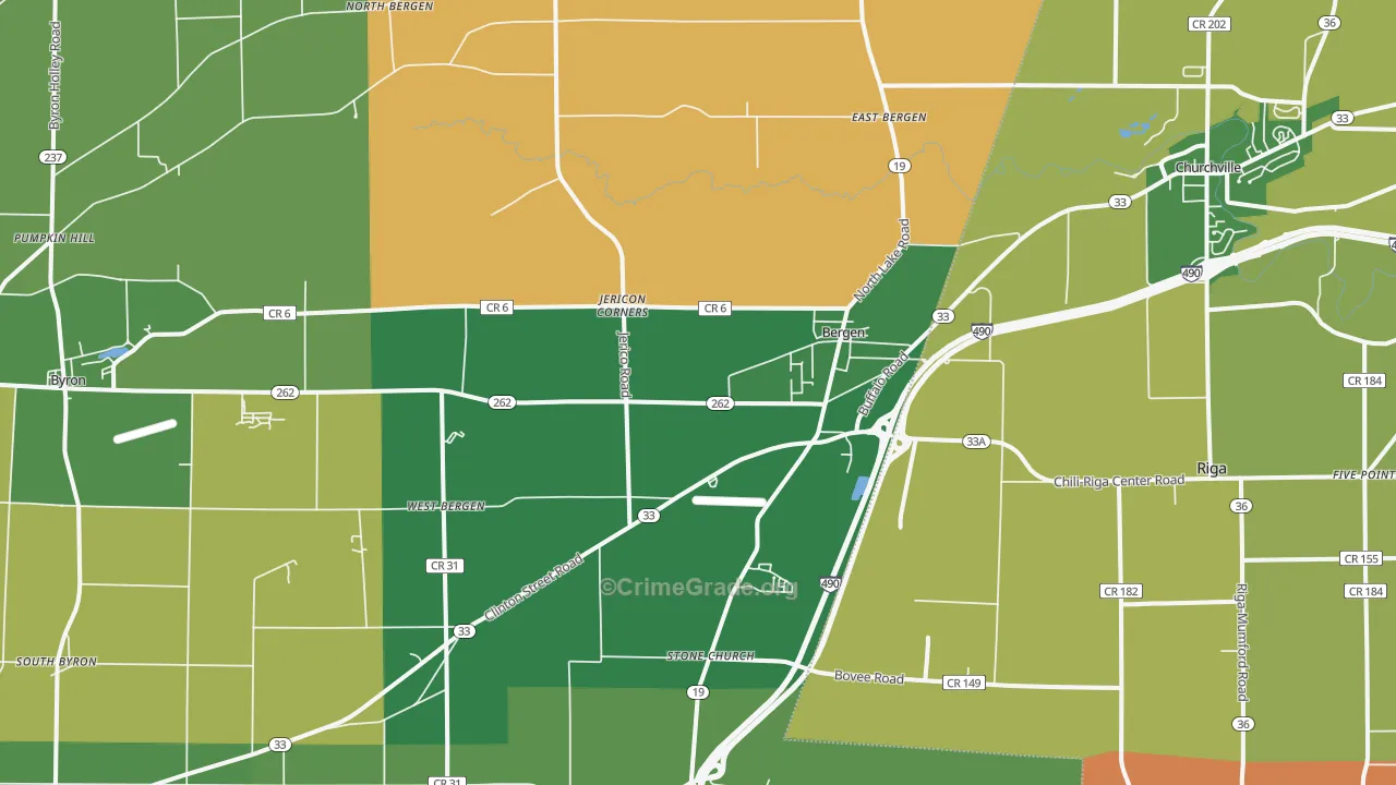 Bergen, NY Map of Assault Rates