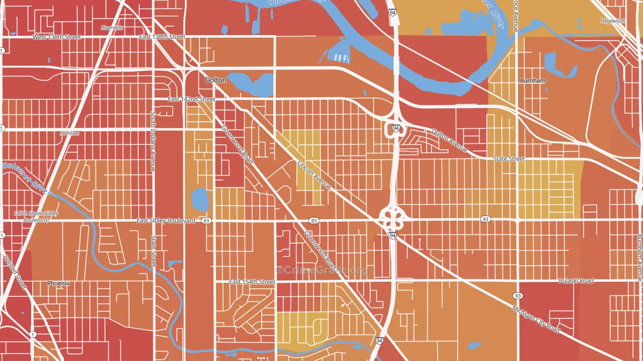 Berger, Dolton, IL Map of Assault Rates