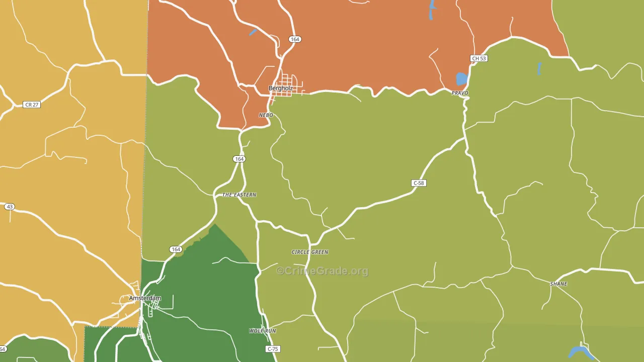 Bergholz, OH Map of Assault Rates