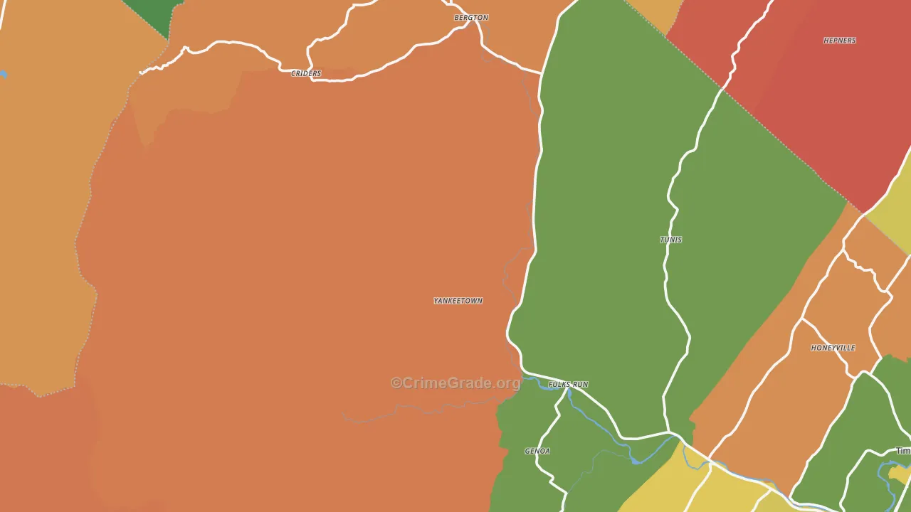 Bergton, VA Map of Assault Rates