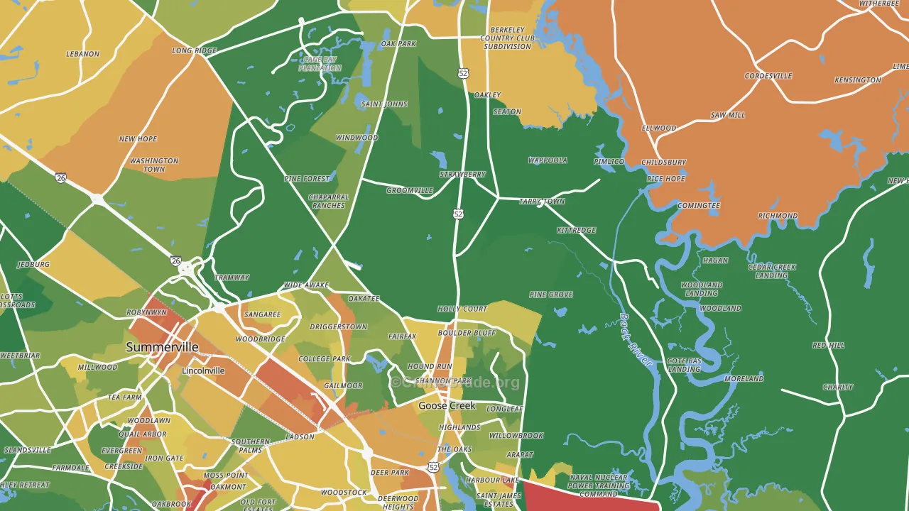 Berkeley County, SC Map of Assault Rates