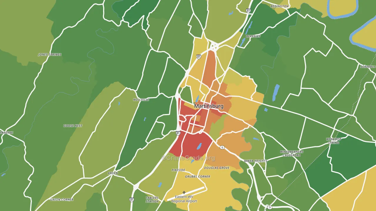 Berkeley County, WV Map of Assault Rates