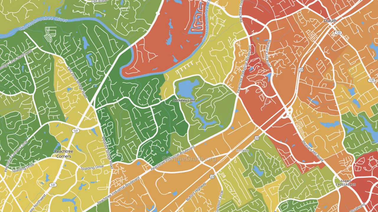 Berkeley Lake, GA Map of Assault Rates