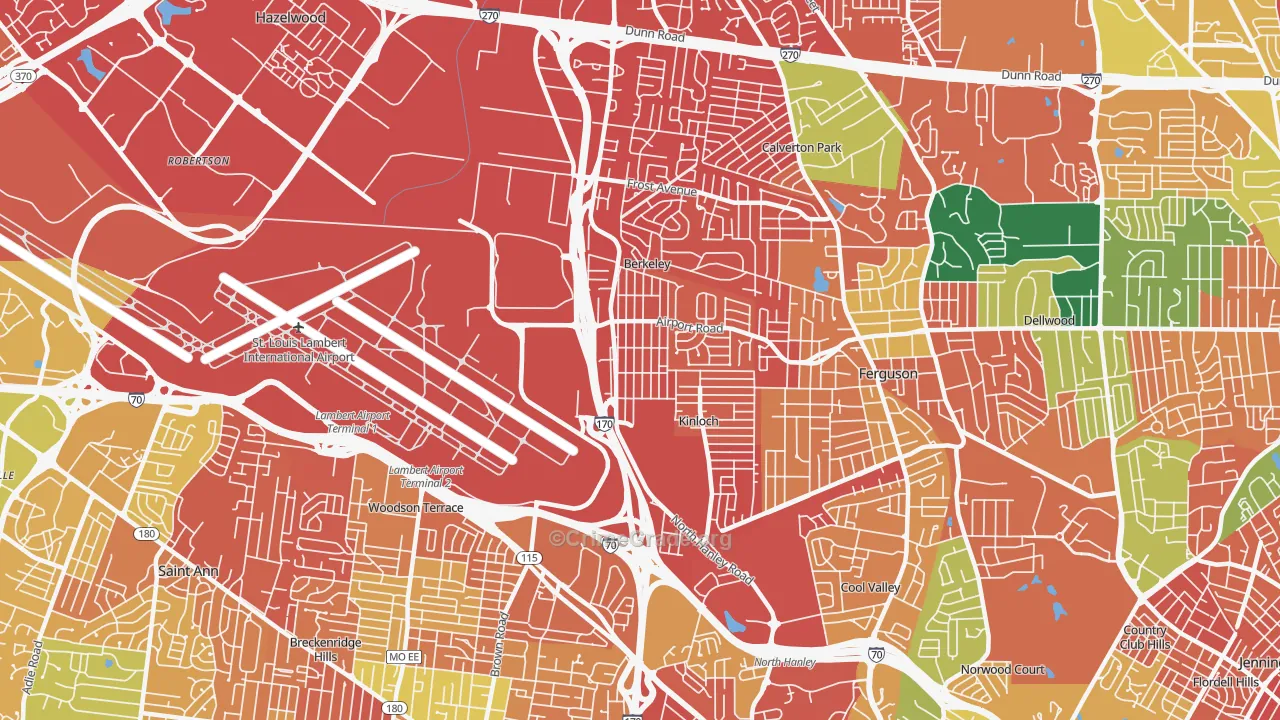 Berkeley, MO Map of Assault Rates