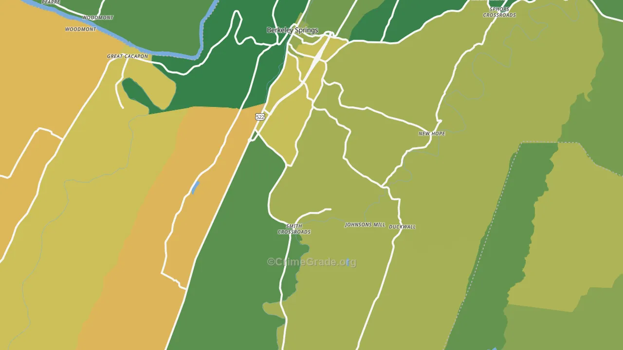 Berkeley Springs, WV Map of Assault Rates