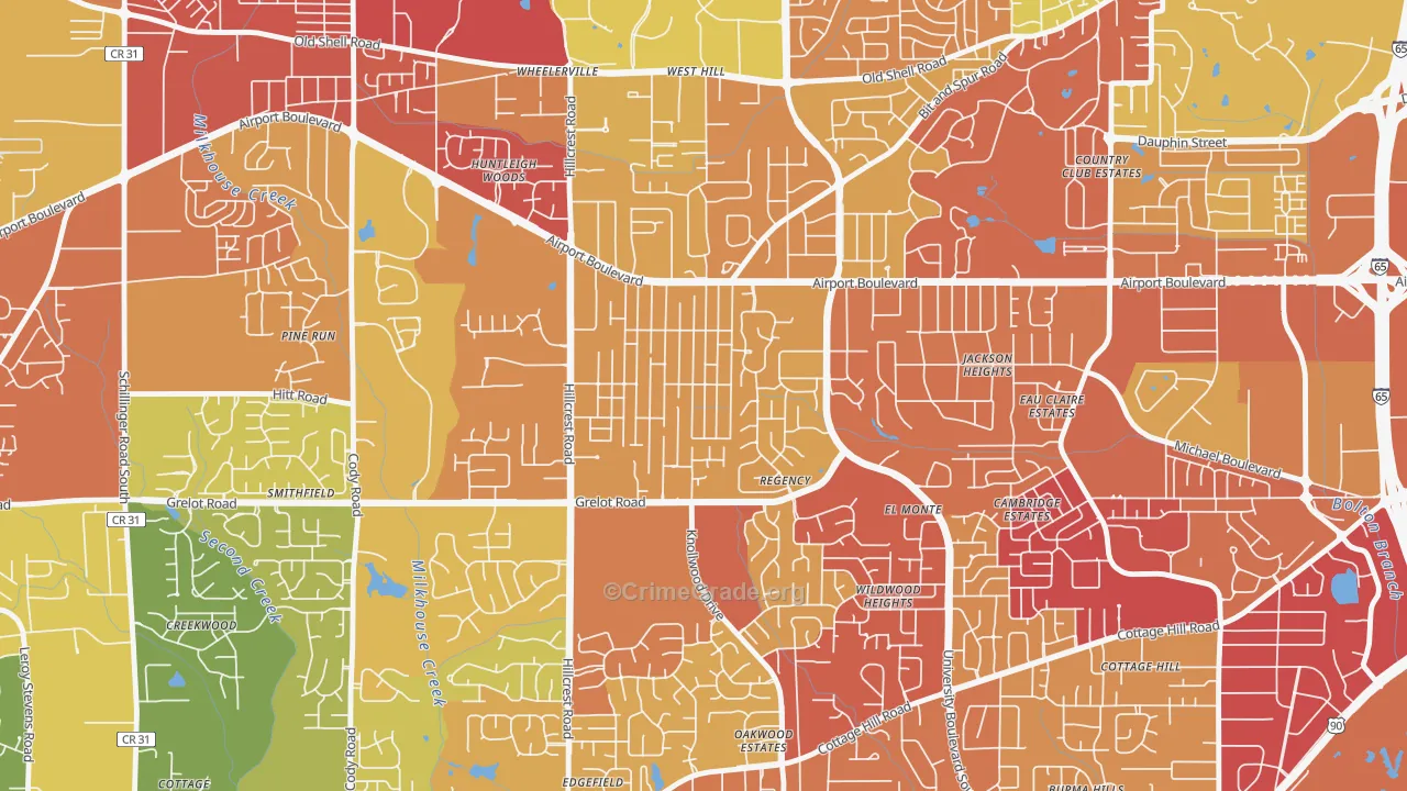 Berkleigh, Mobile, AL Map of Assault Rates