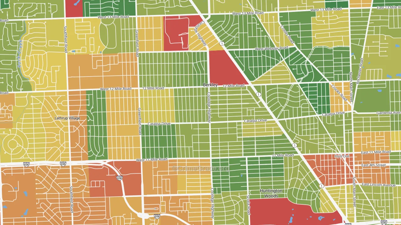 Berkley, MI Map of Assault Rates