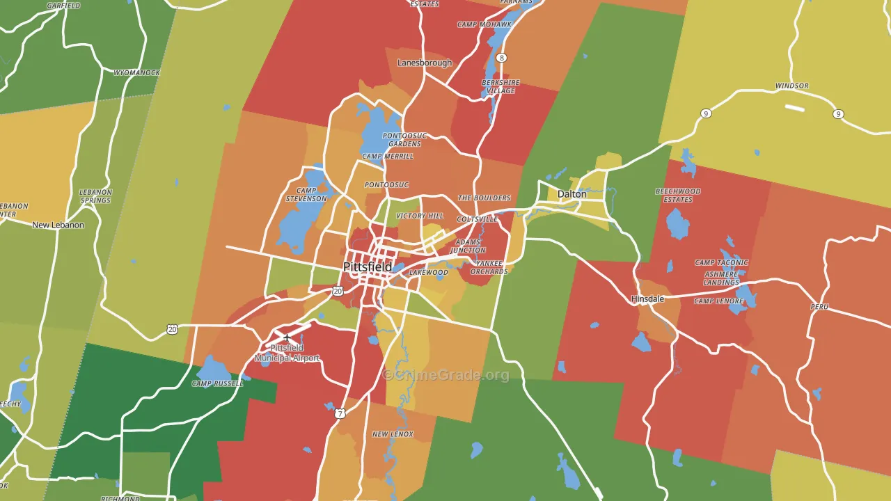 Berkshire County, MA Map of Assault Rates