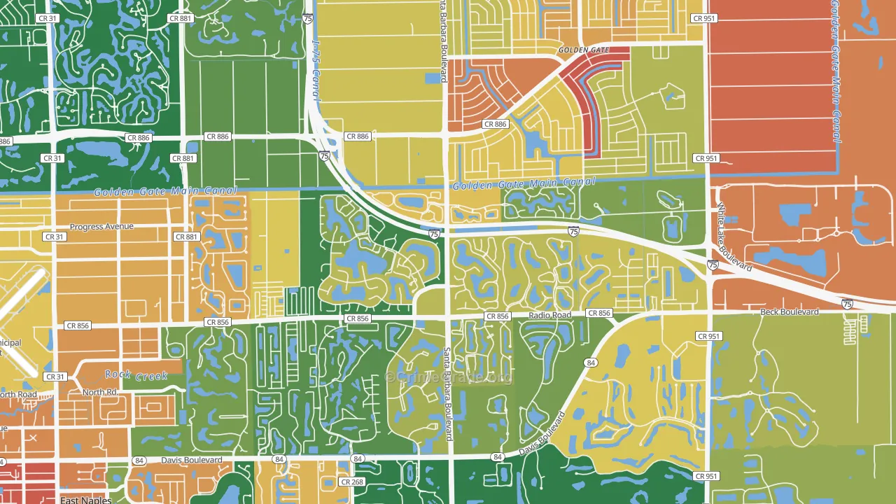 Berkshire Lakes, Naples, FL Map of Assault Rates