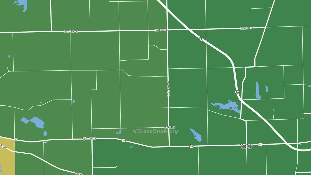 Berlien, IN Map of Assault Rates