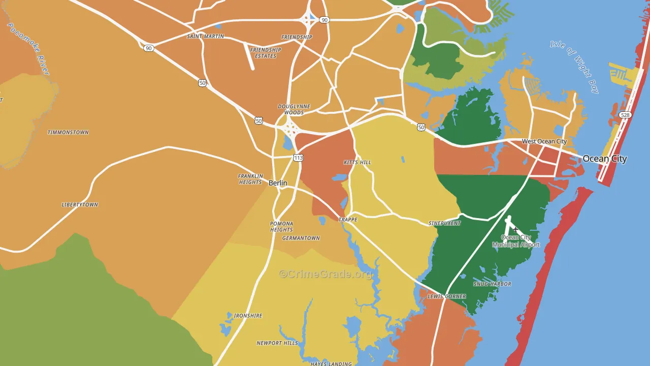 Berlin, MD Map of Assault Rates