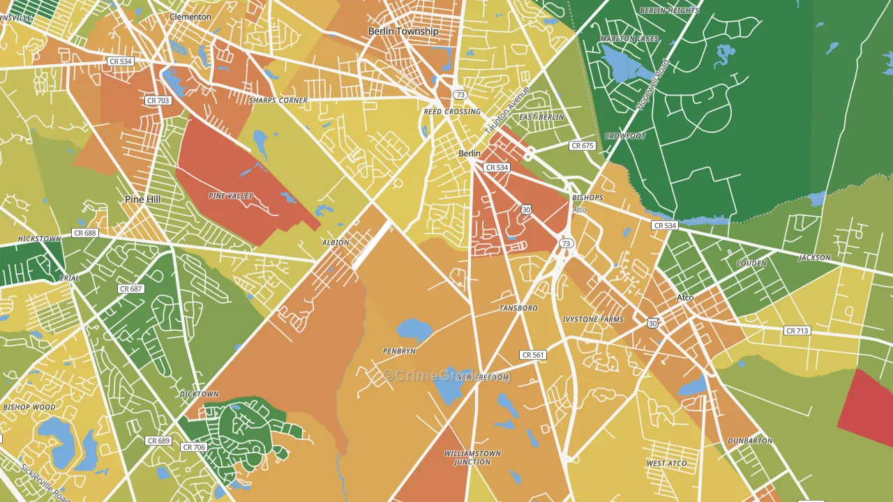 Berlin, NJ Map of Assault Rates