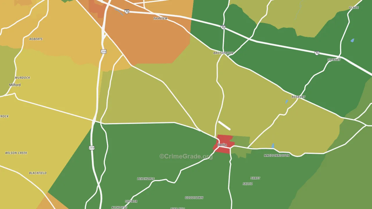 Berlin, PA Map of Assault Rates
