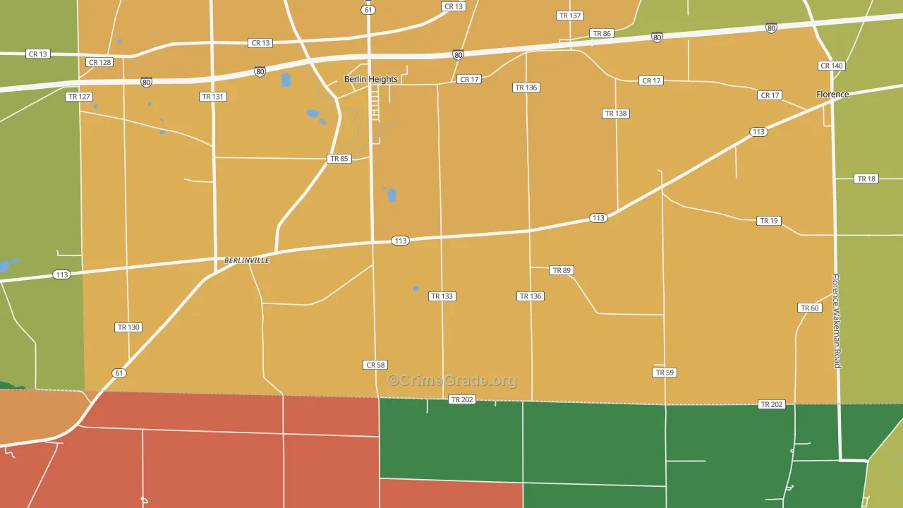 Berlinville, OH Map of Assault Rates