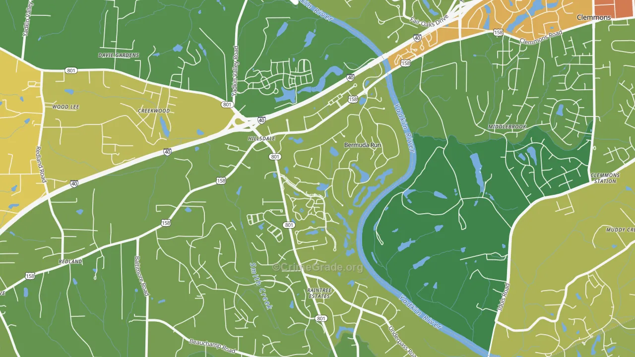 Bermuda Run, NC Map of Assault Rates