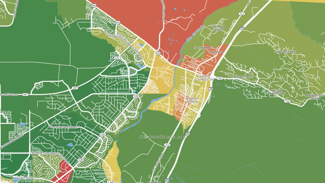 Bernalillo, NM Map of Assault Rates