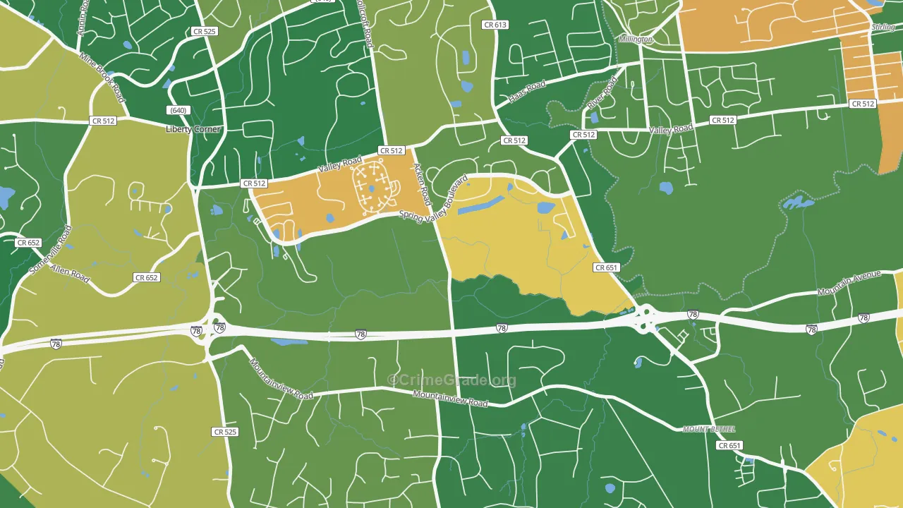 Bernards, NJ Map of Assault Rates