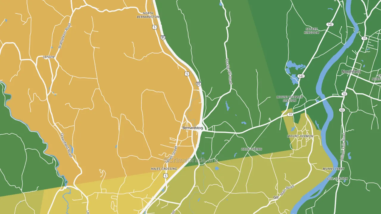 Bernardston, MA Map of Assault Rates