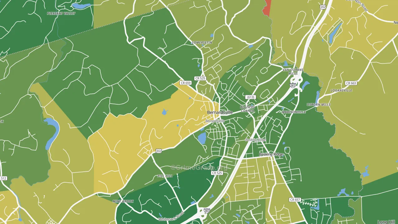 Bernardsville, NJ Map of Assault Rates
