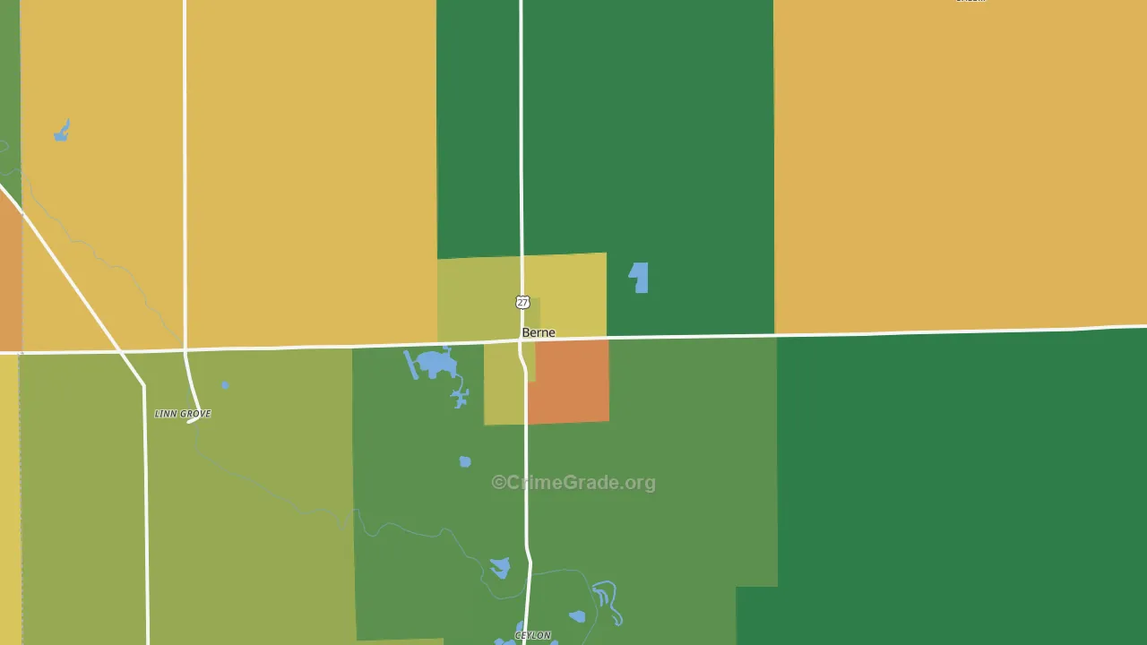 Berne, IN Map of Assault Rates