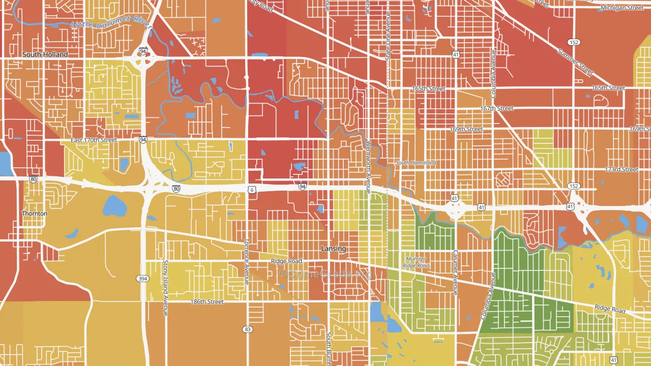 Bernice, Lansing, IL Map of Assault Rates