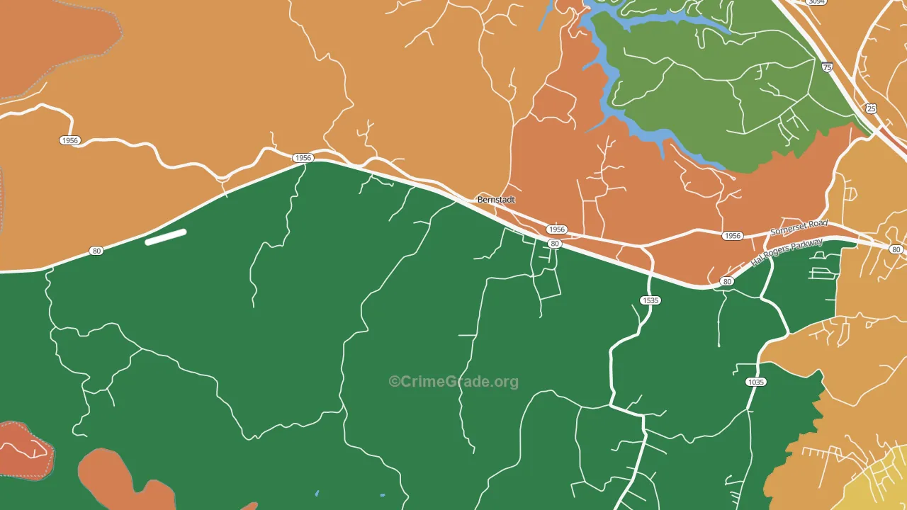 Bernstadt, KY Map of Assault Rates