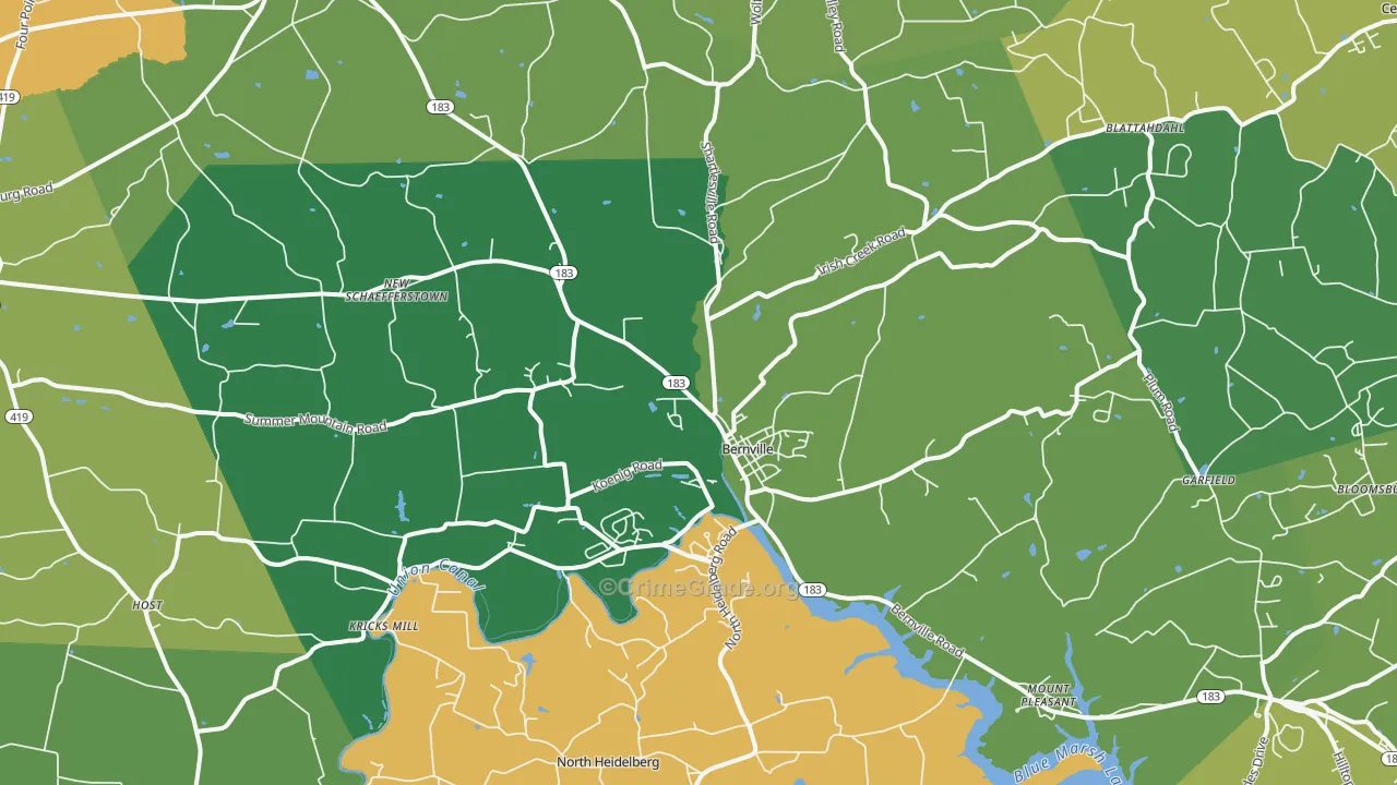 Bernville, PA Map of Assault Rates