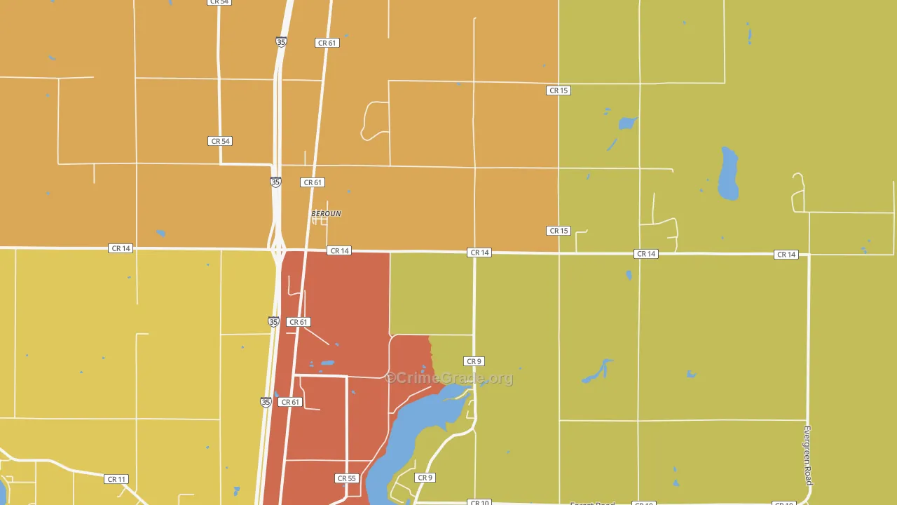 Beroun, MN Map of Assault Rates