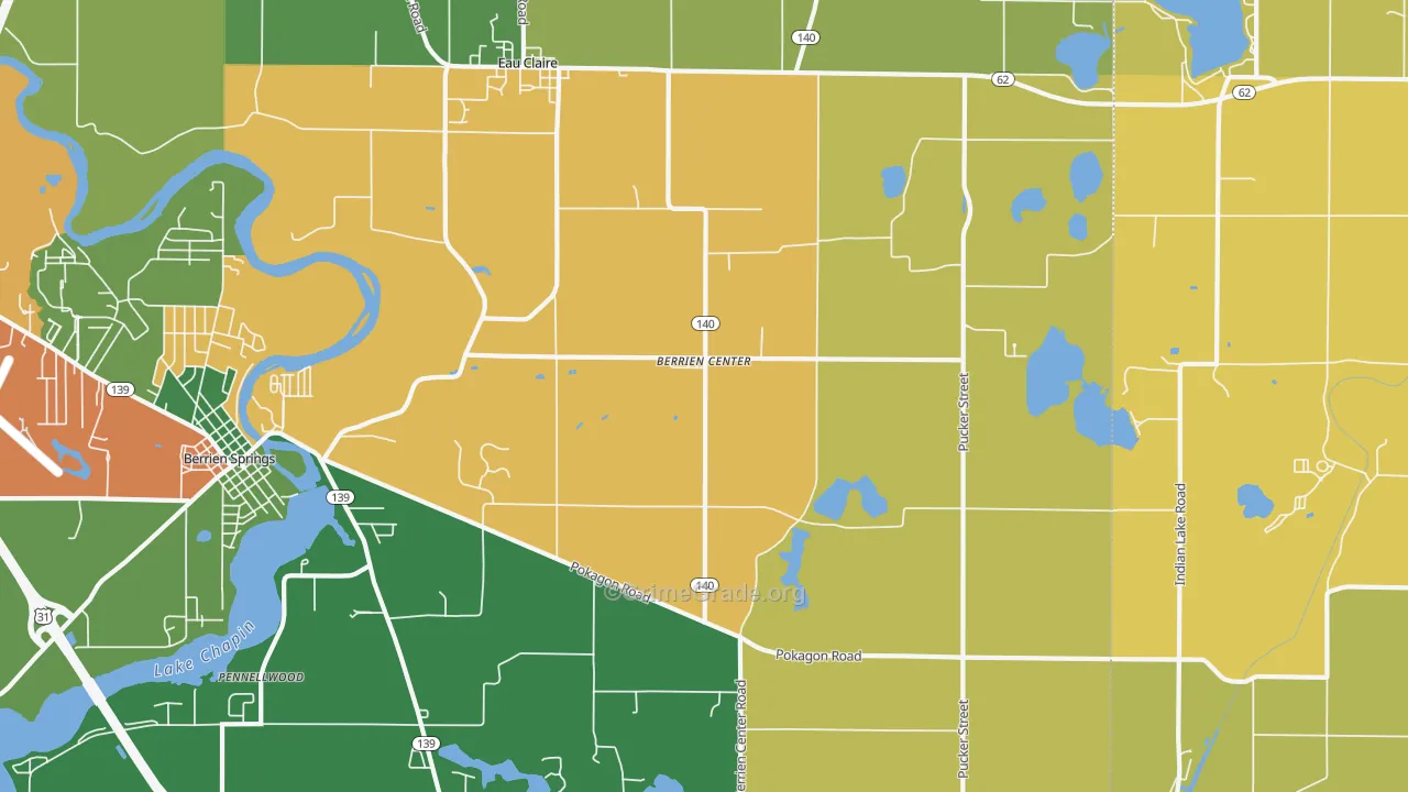 Berrien Center, MI Map of Assault Rates
