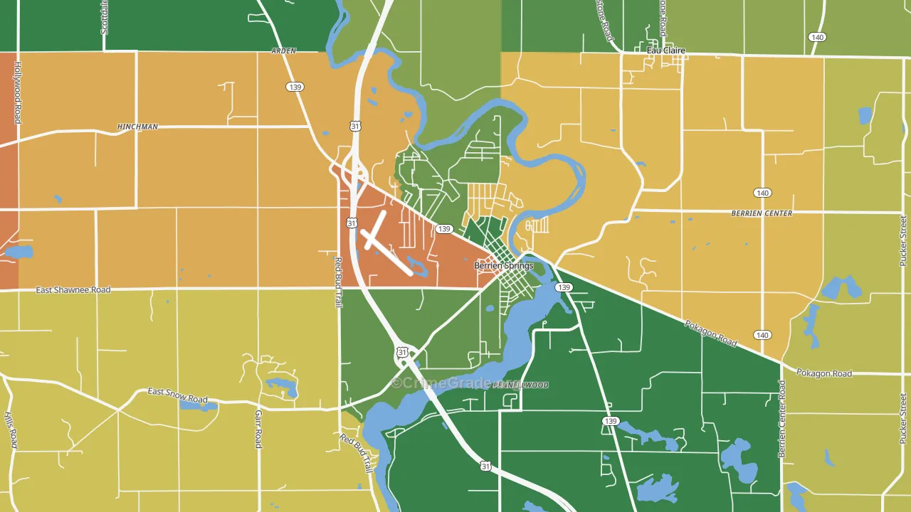 Berrien Springs, MI Map of Assault Rates