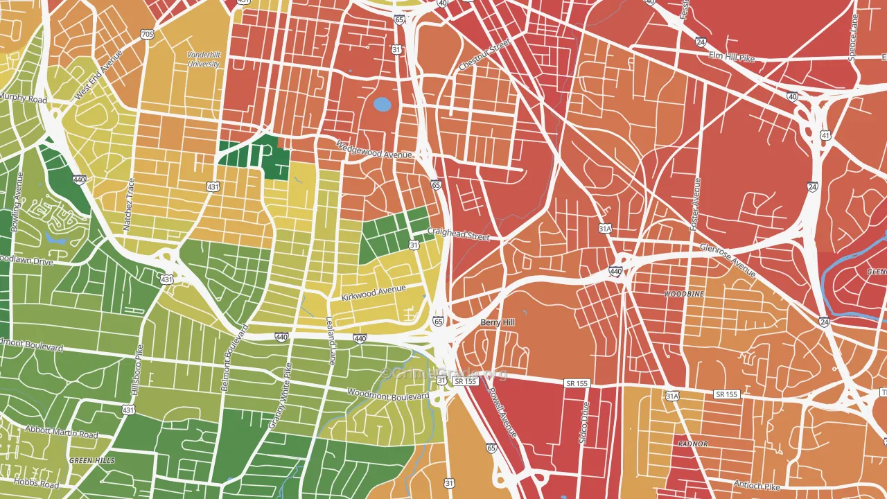 Berry Hill, TN Map of Assault Rates