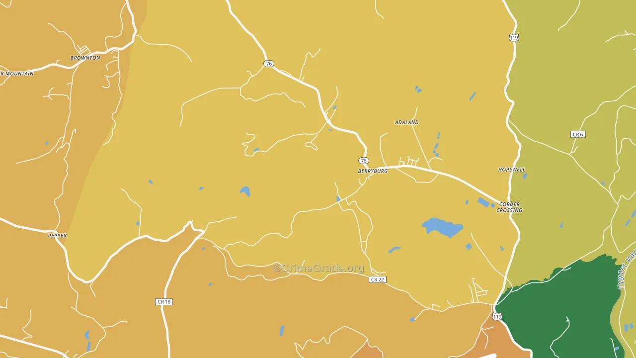 Berryburg, WV Map of Assault Rates