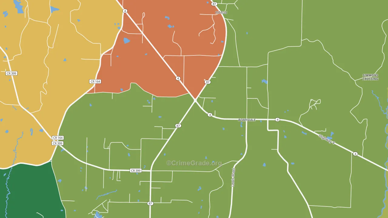 Berrydale, FL Map of Assault Rates