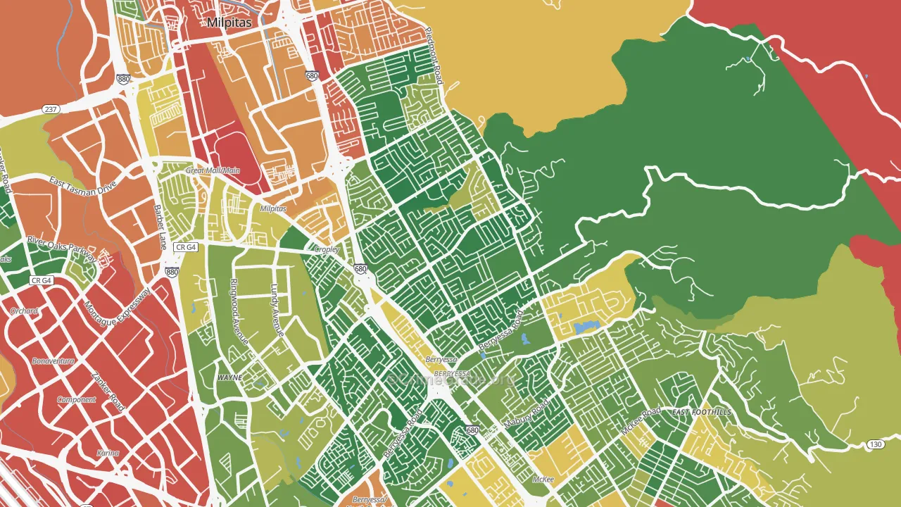 Berryessa, San Jose, CA Map of Assault Rates