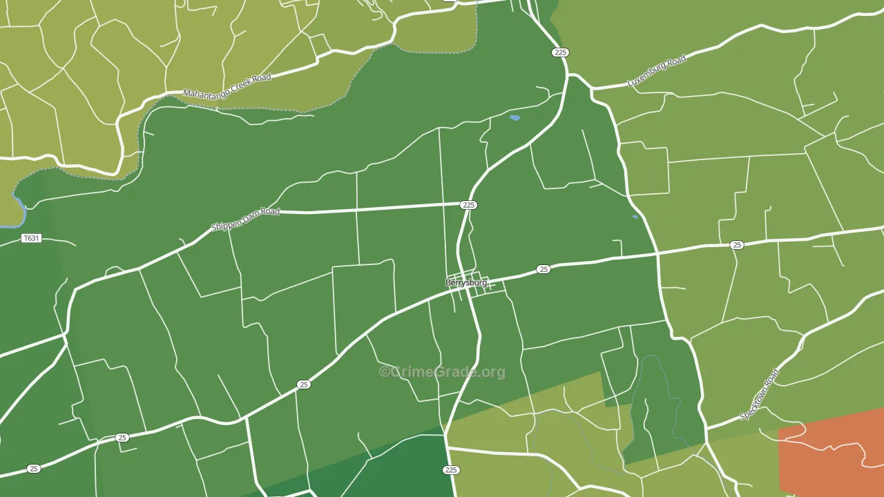Berrysburg, PA Map of Assault Rates