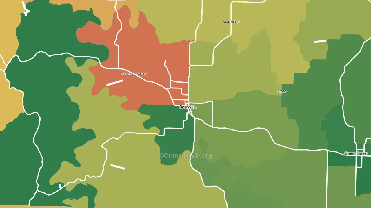 Berryville, AR Map of Assault Rates