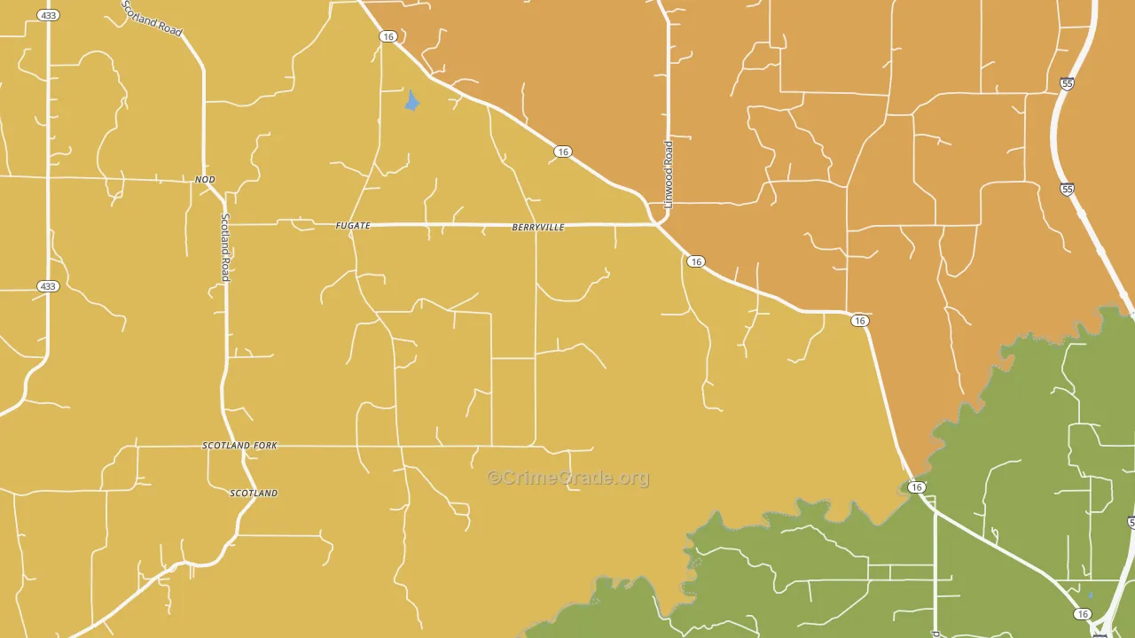 Berryville, MS Map of Assault Rates