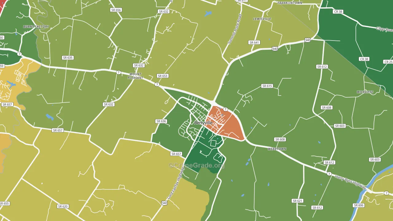 Berryville, VA Map of Assault Rates