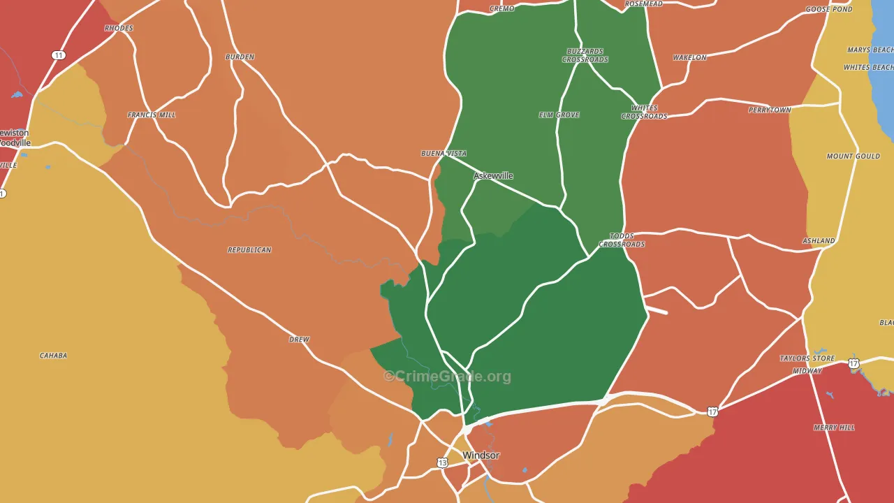 Bertie County, NC Map of Assault Rates