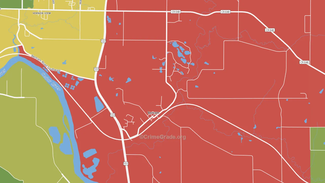 Bertram, IA Map of Assault Rates
